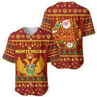 Montenegro Christmas Baseball Jersey with Red-Gold Theme, Double-Headed Eagle, and Santa Motif - Wonder Print Shop