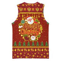 Montenegro Christmas Basketball Jersey with Red-Gold Theme, Double-Headed Eagle, and Santa Motif - Wonder Print Shop
