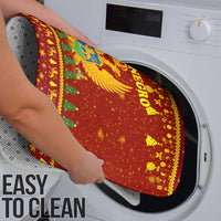 Montenegro Christmas Bathroom Set with Red-Gold Theme, Double-Headed Eagle, and Santa Motif - Wonder Print Shop