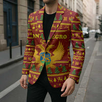 Montenegro Christmas Blazer with Red-Gold Theme, Double-Headed Eagle, and Santa Motif - Wonder Print Shop