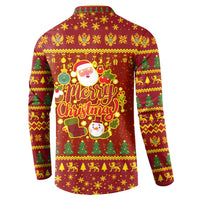 Montenegro Christmas Button Sweatshirt with Red-Gold Theme, Double-Headed Eagle, and Santa Motif - Wonder Print Shop