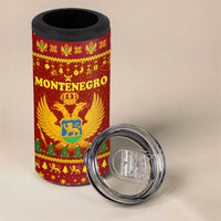 Montenegro Christmas 4 in 1 Can Cooler Tumbler with Red-Gold Theme, Double-Headed Eagle, and Santa Motif - Wonder Print Shop