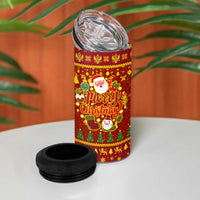 Montenegro Christmas 4 in 1 Can Cooler Tumbler with Red-Gold Theme, Double-Headed Eagle, and Santa Motif - Wonder Print Shop