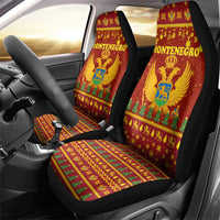 Montenegro Christmas Car Seat Cover with Red-Gold Theme, Double-Headed Eagle, and Santa Motif - Wonder Print Shop