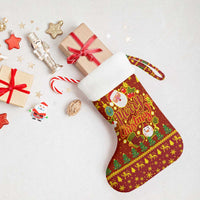Montenegro Christmas Stocking with Red-Gold Theme, Double-Headed Eagle, and Santa Motif - Wonder Print Shop