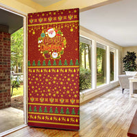 Montenegro Christmas Door Cover with Red-Gold Theme, Double-Headed Eagle, and Santa Motif - Wonder Print Shop