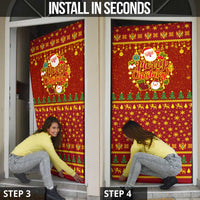 Montenegro Christmas Door Cover with Red-Gold Theme, Double-Headed Eagle, and Santa Motif - Wonder Print Shop