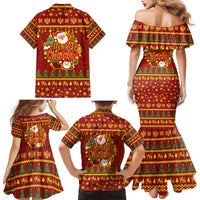 Montenegro Christmas Family Matching Mermaid Dress and Hawaiian Shirt with Red-Gold Theme, Double-Headed Eagle, and Santa Motif - Wonder Print Shop
