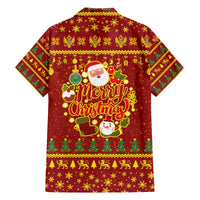 Montenegro Christmas Family Matching Off The Shoulder Long Sleeve Dress and Hawaiian Shirt with Red-Gold Theme, Double-Headed Eagle, and Santa Motif - Wonder Print Shop