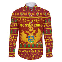 Montenegro Christmas Family Matching Off The Shoulder Long Sleeve Dress and Hawaiian Shirt with Red-Gold Theme, Double-Headed Eagle, and Santa Motif - Wonder Print Shop