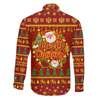 Montenegro Christmas Family Matching Off The Shoulder Long Sleeve Dress and Hawaiian Shirt with Red-Gold Theme, Double-Headed Eagle, and Santa Motif - Wonder Print Shop