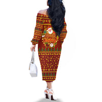 Montenegro Christmas Family Matching Off The Shoulder Long Sleeve Dress and Hawaiian Shirt with Red-Gold Theme, Double-Headed Eagle, and Santa Motif - Wonder Print Shop