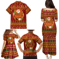 Montenegro Christmas Family Matching Puletasi and Hawaiian Shirt with Red-Gold Theme, Double-Headed Eagle, and Santa Motif - Wonder Print Shop