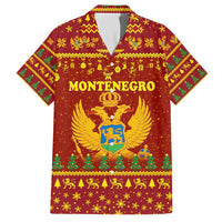 Montenegro Christmas Family Matching Short Sleeve Bodycon Dress and Hawaiian Shirt with Red-Gold Theme, Double-Headed Eagle, and Santa Motif - Wonder Print Shop