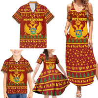 Montenegro Christmas Family Matching Summer Maxi Dress and Hawaiian Shirt with Red-Gold Theme, Double-Headed Eagle, and Santa Motif - Wonder Print Shop