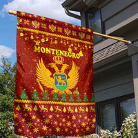 Montenegro Christmas Garden Flag with Red-Gold Theme, Double-Headed Eagle, and Santa Motif - Wonder Print Shop
