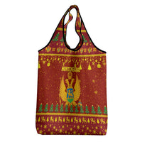 Montenegro Christmas Grocery Bag with Red-Gold Theme, Double-Headed Eagle, and Santa Motif - Wonder Print Shop