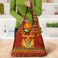 Montenegro Christmas Grocery Bag with Red-Gold Theme, Double-Headed Eagle, and Santa Motif - Wonder Print Shop