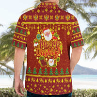 Montenegro Christmas Hawaiian Shirt with Red-Gold Theme, Double-Headed Eagle, and Santa Motif - Wonder Print Shop
