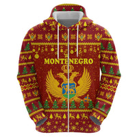 Montenegro Christmas Hoodie with Red-Gold Theme, Double-Headed Eagle, and Santa Motif - Wonder Print Shop