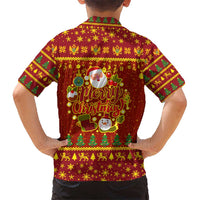 Montenegro Christmas Kid Hawaiian Shirt with Red-Gold Theme, Double-Headed Eagle, and Santa Motif - Wonder Print Shop
