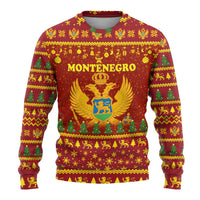 Montenegro Christmas Ugly Christmas Sweater with Red-Gold Theme, Double-Headed Eagle, and Santa Motif - Wonder Print Shop