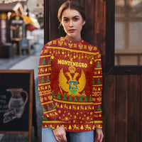 Montenegro Christmas Ugly Christmas Sweater with Red-Gold Theme, Double-Headed Eagle, and Santa Motif - Wonder Print Shop