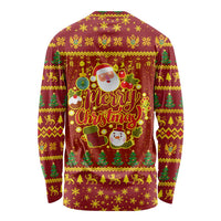 Montenegro Christmas Long Sleeve Shirt with Red-Gold Theme, Double-Headed Eagle, and Santa Motif - Wonder Print Shop