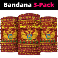 Montenegro Christmas Neck Gaiter with Red-Gold Theme, Double-Headed Eagle, and Santa Motif - Wonder Print Shop