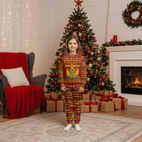 Montenegro Christmas Pajama Set with Red-Gold Theme, Double-Headed Eagle, and Santa Motif - Wonder Print Shop
