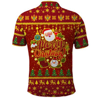 Montenegro Christmas Polo Shirt with Red-Gold Theme, Double-Headed Eagle, and Santa Motif - Wonder Print Shop