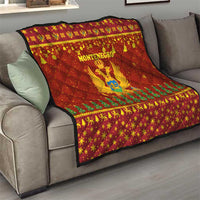 Montenegro Christmas Quilt with Red-Gold Theme, Double-Headed Eagle, and Santa Motif - Wonder Print Shop