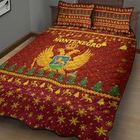 Montenegro Christmas Quilt Bed Set with Red-Gold Theme, Double-Headed Eagle, and Santa Motif - Wonder Print Shop