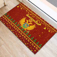 Montenegro Christmas Rubber Doormat with Red-Gold Theme, Double-Headed Eagle, and Santa Motif - Wonder Print Shop