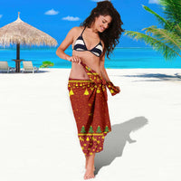 Montenegro Christmas Sarong with Red-Gold Theme, Double-Headed Eagle, and Santa Motif - Wonder Print Shop