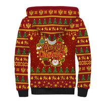 Montenegro Christmas Sherpa Hoodie with Red-Gold Theme, Double-Headed Eagle, and Santa Motif - Wonder Print Shop