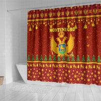 Montenegro Christmas Shower Curtain with Red-Gold Theme, Double-Headed Eagle, and Santa Motif - Wonder Print Shop
