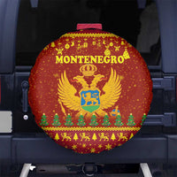 Montenegro Christmas Spare Tire Cover with Red-Gold Theme, Double-Headed Eagle, and Santa Motif - Wonder Print Shop