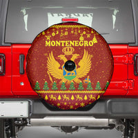 Montenegro Christmas Spare Tire Cover with Red-Gold Theme, Double-Headed Eagle, and Santa Motif - Wonder Print Shop