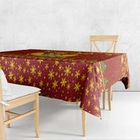 Montenegro Christmas Tablecloth with Red-Gold Theme, Double-Headed Eagle, and Santa Motif - Wonder Print Shop