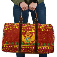 Montenegro Christmas Travel Bag with Red-Gold Theme, Double-Headed Eagle, and Santa Motif - Wonder Print Shop