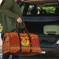 Montenegro Christmas Travel Bag with Red-Gold Theme, Double-Headed Eagle, and Santa Motif - Wonder Print Shop
