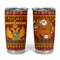 Montenegro Christmas Tumbler Cup with Red-Gold Theme, Double-Headed Eagle, and Santa Motif - Wonder Print Shop
