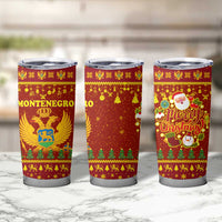 Montenegro Christmas Tumbler Cup with Red-Gold Theme, Double-Headed Eagle, and Santa Motif - Wonder Print Shop