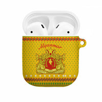 Myanmar Christmas AirPods Case with Yellow-Red-Green Theme, National Emblem, and Star Motif - Wonder Print Shop