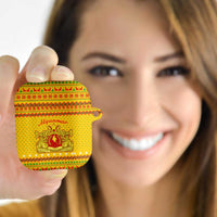 Myanmar Christmas AirPods Case with Yellow-Red-Green Theme, National Emblem, and Star Motif - Wonder Print Shop