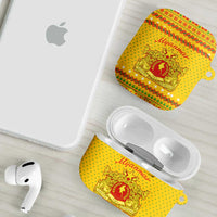 Myanmar Christmas AirPods Case with Yellow-Red-Green Theme, National Emblem, and Star Motif - Wonder Print Shop