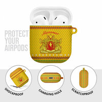 Myanmar Christmas AirPods Case with Yellow-Red-Green Theme, National Emblem, and Star Motif - Wonder Print Shop