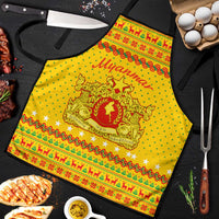 Myanmar Christmas Apron with Yellow-Red-Green Theme, National Emblem, and Star Motif - Wonder Print Shop