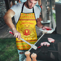 Myanmar Christmas Apron with Yellow-Red-Green Theme, National Emblem, and Star Motif - Wonder Print Shop